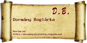 Dormány Boglárka névjegykártya